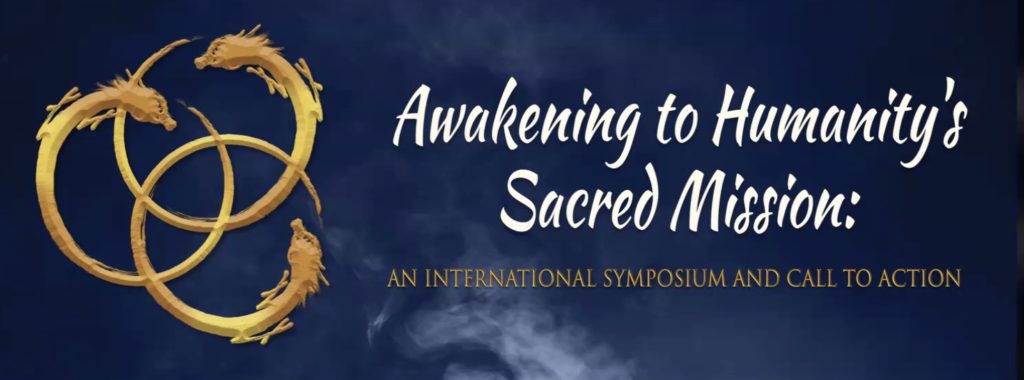 Awakening to Humanity's Sacred Mission International symposium banner
